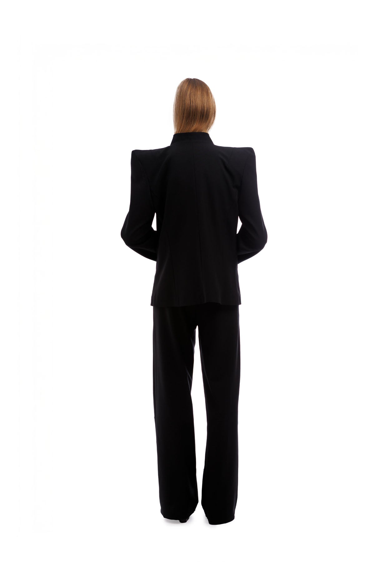 A606 black tailored blazer with structured silhouette back detail