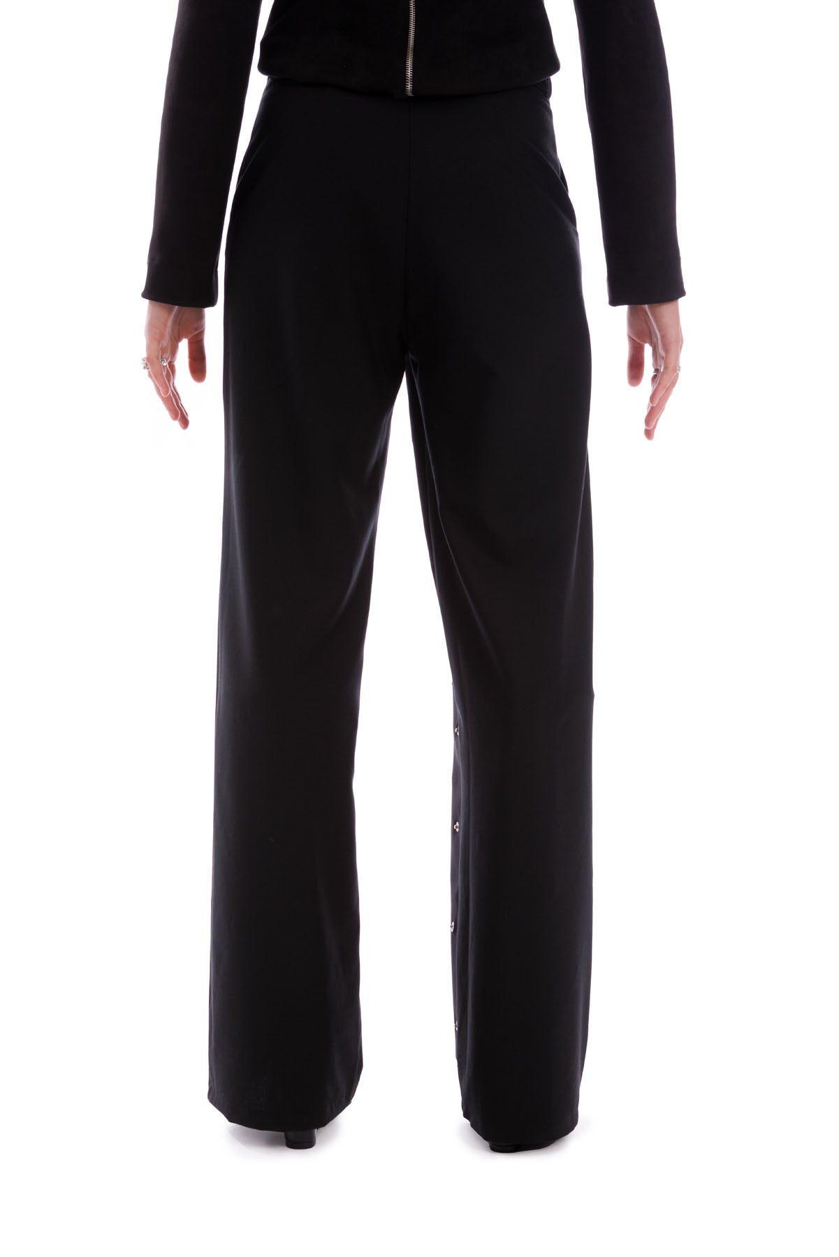 A606 designer wool trousers with metal hardware minimalist structured silhouette