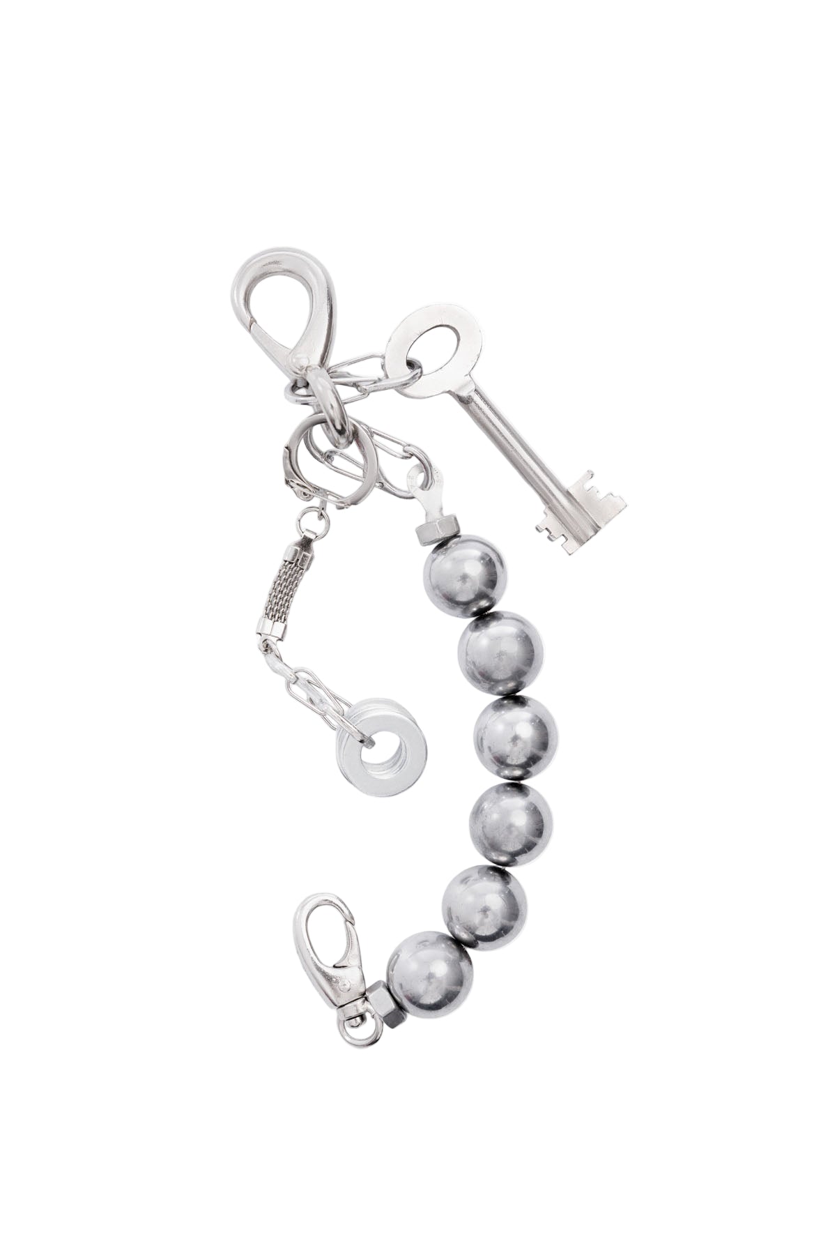 A606 metal bag charm with silver beads industrial style accessory